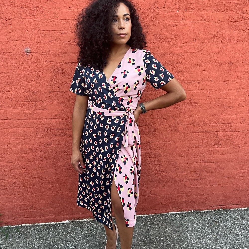 Elegant Asymmetrical Pink and Black Dress